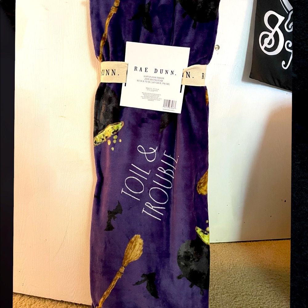 Rae Dunn Toil and Trouble Purple Throw